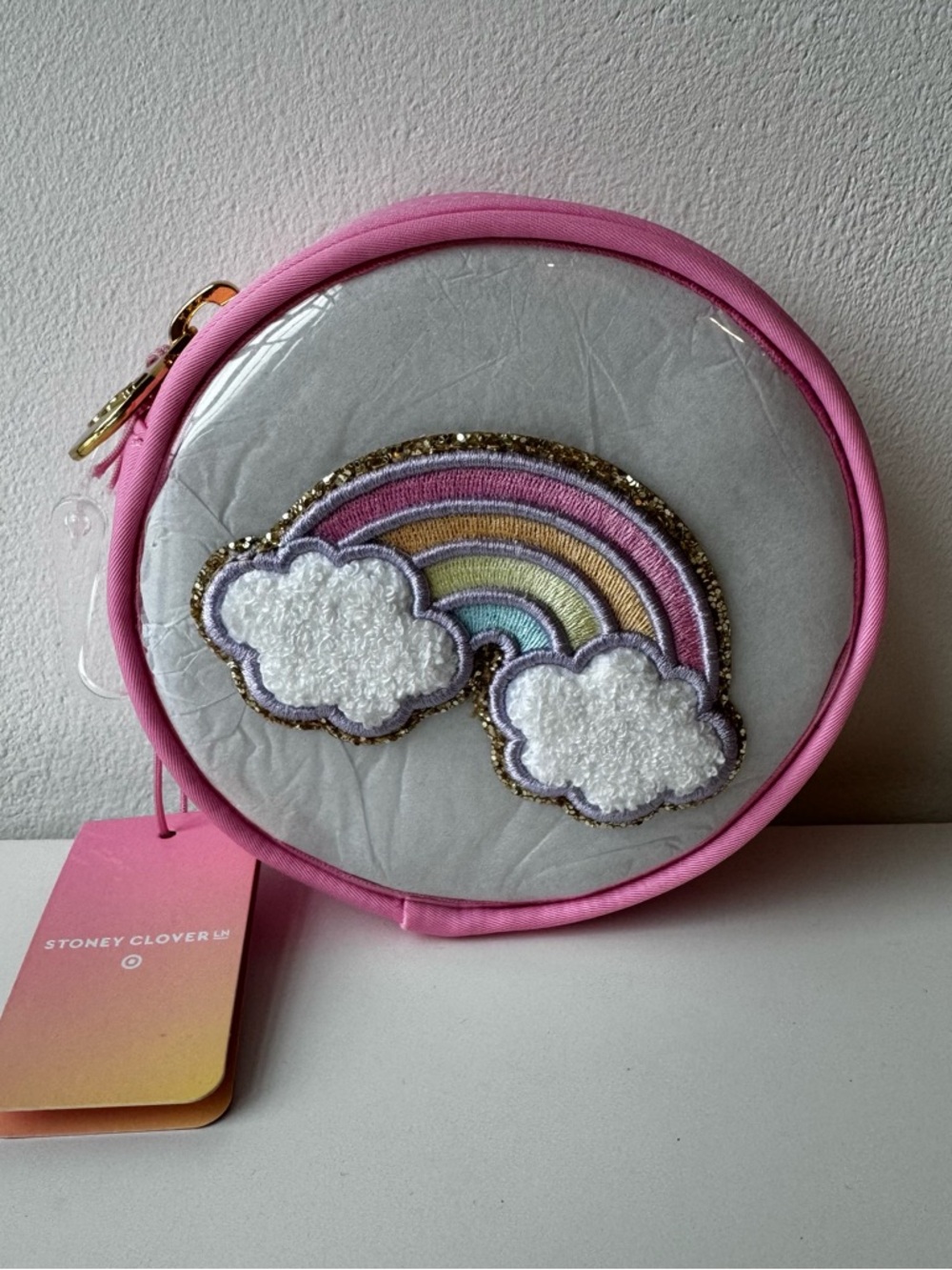 NWT- Stoney Clover Lane X Target Pink Rainbow Cloud Round Accessory Pouch - Picture 2 of 10